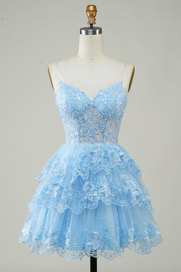 blue sequin homecoming dress